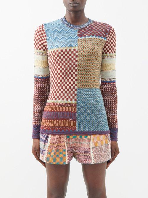 Ulla Johnson - Esma Patchwork Knit Top - Womens - White Multi