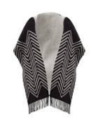 Matchesfashion.com Valentino Garavani - Chevron-jacquard Wool-blend Hooded Scarf - Womens - Black White