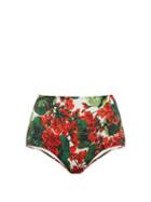 Matchesfashion.com Dolce & Gabbana - Portofino Floral Print High Rise Bikini Briefs - Womens - Red Print