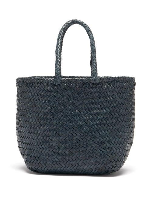 Matchesfashion.com Dragon Diffusion - Grace Double Jump Small Woven-leather Tote Bag - Womens - Navy