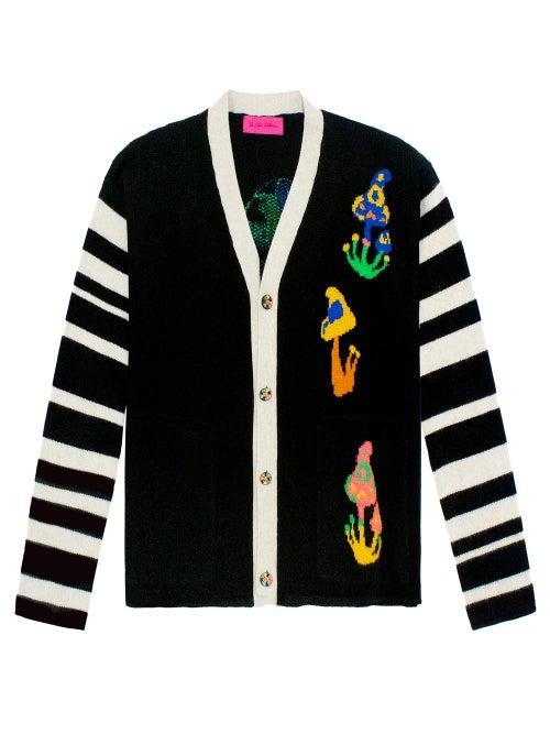 The Elder Statesman - Global Shroom Cashmere Cardigan - Womens - Black Multi