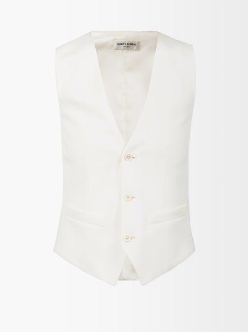 Saint Laurent - Satin-back Dobby Waistcoat - Womens - Cream