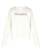 Matchesfashion.com Jw Anderson - Logo Embroidered Cotton Jersey Sweatshirt - Mens - White