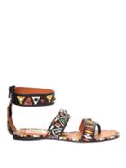 Valentino Hand-painted Leather Flat Sandals
