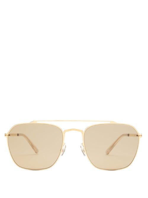 Matchesfashion.com Mykita - X Maison Margiela Aviator Metal Sunglasses - Mens - Gold