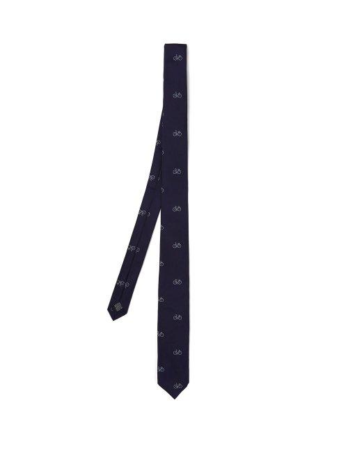 Matchesfashion.com Paul Smith - Bike Embroidered Silk Tie - Mens - Navy