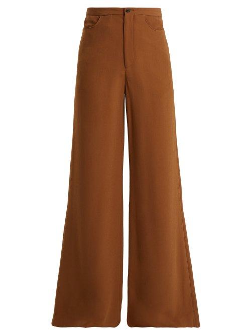 Matchesfashion.com Connolly - High Rise Wide Leg Crepe Trousers - Womens - Brown