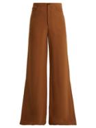 Matchesfashion.com Connolly - High Rise Wide Leg Crepe Trousers - Womens - Brown