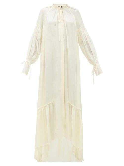 Matchesfashion.com Ann Demeulemeester - Nanette Dip Hem Satin Maxi Dress - Womens - Cream