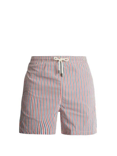 Matchesfashion.com Solid & Striped - Classic Stripe Print Swim Shorts - Mens - Red Multi