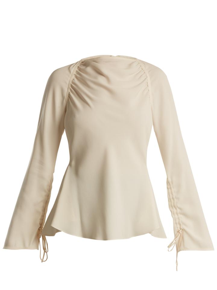 Marni Boat-neck Satin-back Crepe Blouse