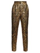 Matchesfashion.com Dolce & Gabbana - High-rise Floral-brocade Trousers - Womens - Gold Multi