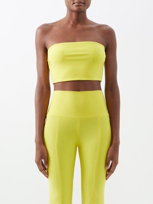 Norma Kamali - Bandeau Jersey Cropped Top - Womens - Yellow