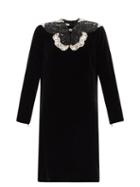 Matchesfashion.com Gucci - Crystal And Sequinned Butterfly Velvet Dress - Womens - Black