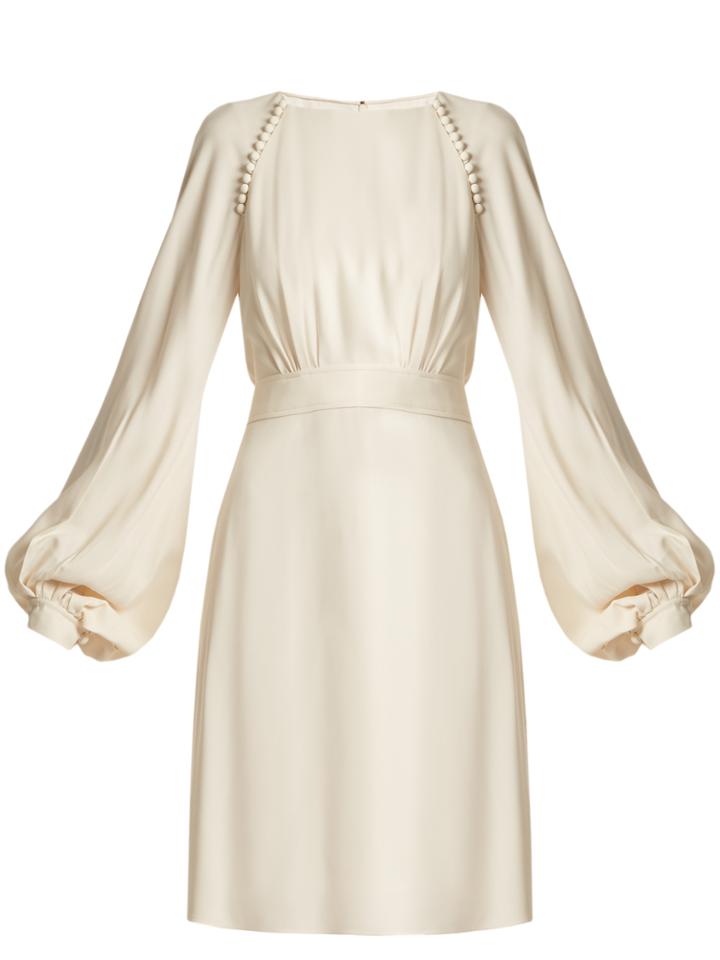 Chloé Waist-tie Blouson-sleeve Cady Dress