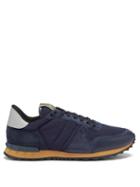Valentino Garavani - Rockrunner Suede And Leather Trainers - Mens - Navy