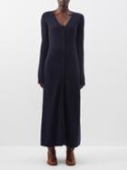 Chlo - Flare-sleeve Merino Maxi Dress - Womens - Navy