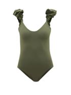 Ladies Beachwear Maygel Coronel - Joyce Ruffled-strap Swimsuit - Womens - Green