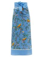 Agua By Agua Bendita - Lavanda Parrot-print Cotton-blend Voile Sarong - Womens - Blue Multi