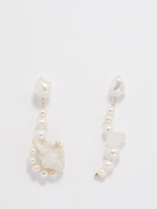 Anita Berisha - Crystal Quartz, Pearl & Sterling-silver Earrings - Womens - Pearl