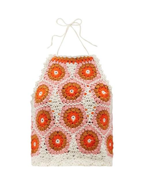 Sea - Hayden Crochet Wool-blend Tank Top - Womens - Pink Multi