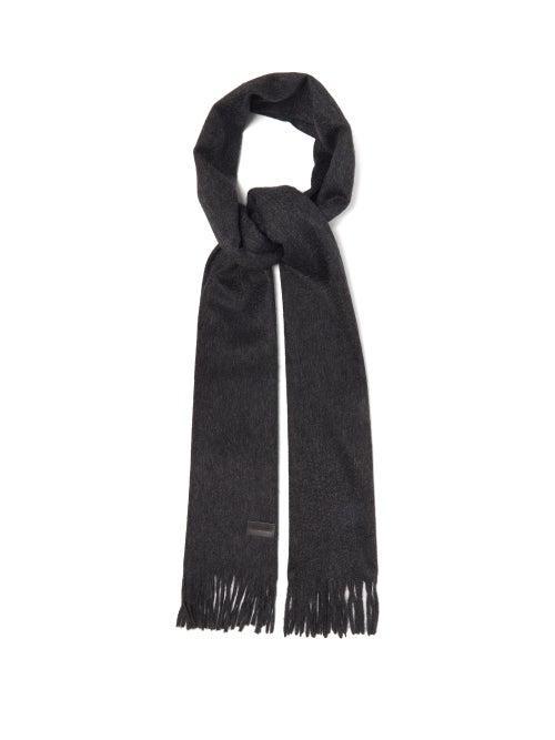 Matchesfashion.com Saint Laurent - Fringed Cashmere Scarf - Womens - Grey