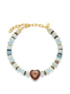Lizzie Fortunato - Gemini Sea Heart Gold-plated Beaded Necklace - Womens - Light Blue