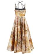 Erdem - Rea Floral-print Mikado Midi Dress - Womens - Gold