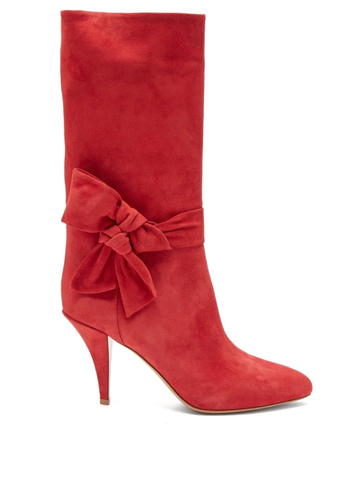 Valentino Bow-embellished Suede Boots