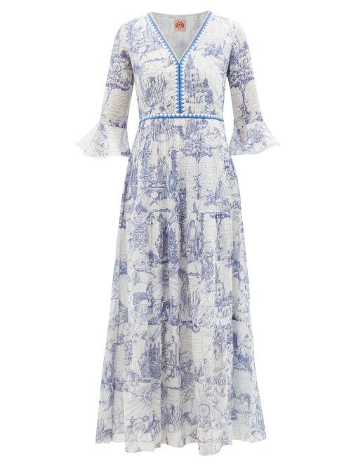 Ladies Beachwear Le Sirenuse, Positano - Bella Tarocchi-print Cotton Maxi Dress - Womens - Blue Print