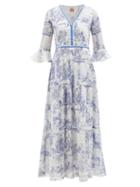 Ladies Beachwear Le Sirenuse, Positano - Bella Tarocchi-print Cotton Maxi Dress - Womens - Blue Print
