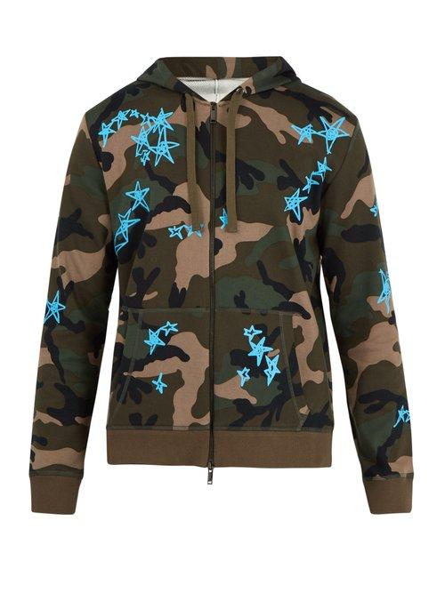 Matchesfashion.com Valentino - X Zandra Rhodes Zip Up Cotton Blend Sweatshirt - Mens - Camouflage