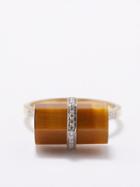 Jade Jagger - Diamond, Tiger's Eye & 18kt Gold Ring - Womens - Brown Multi