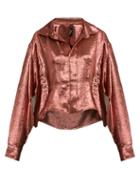 Matchesfashion.com Paula Knorr - Big Long Sleeved Silk Blend Lam Shirt - Womens - Gold