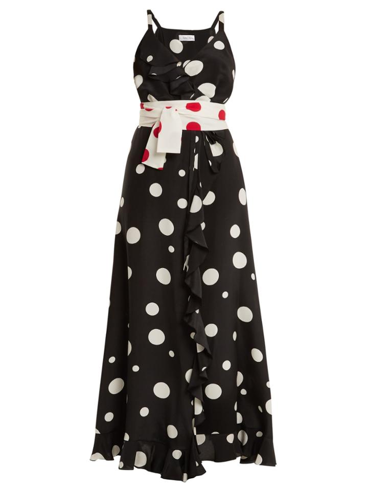 Racil Geisha Dot-print Silk-cady Wrap Dress