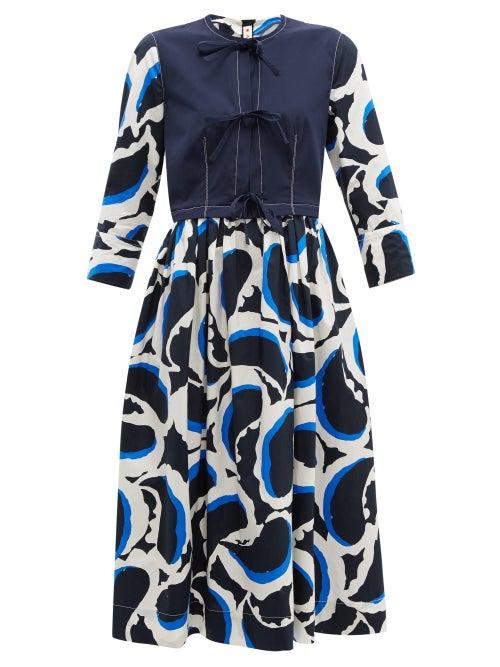 Matchesfashion.com Marni - Paisley Print Poplin Dress - Womens - Navy Multi