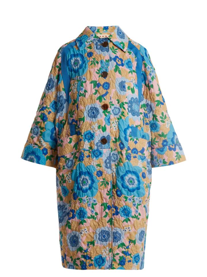 Marni Point-collar Waikiki-print Cloqu Coat