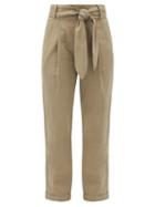 Matchesfashion.com Apiece Apart - Bendita Belted Linen-blend Twill Trousers - Womens - Khaki