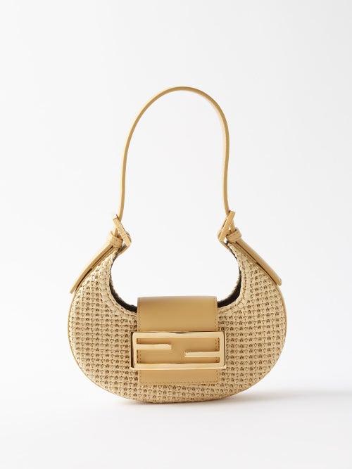 Fendi - Cookie Mini Raffia Shoulder Bag - Womens - Beige