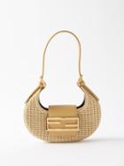 Fendi - Cookie Mini Raffia Shoulder Bag - Womens - Beige