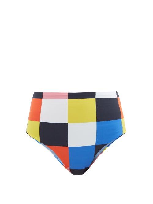 Matchesfashion.com Cala De La Cruz - Elisa Check High-rise Bikini Briefs - Womens - Multi