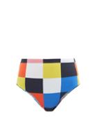 Matchesfashion.com Cala De La Cruz - Elisa Check High-rise Bikini Briefs - Womens - Multi