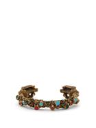 Matchesfashion.com Gucci - Aries Engraved Metal And Enamel Cuff - Mens - Gold Multi