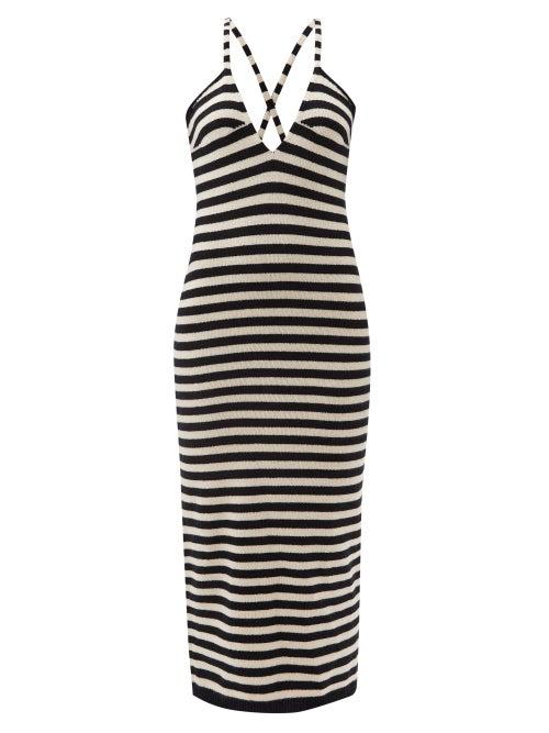 Khaite - Georgia Striped Cashmere Dress - Womens - Black & White