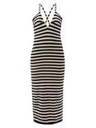 Khaite - Georgia Striped Cashmere Dress - Womens - Black & White