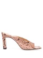 Matchesfashion.com Wandler - Isa Square Open-toe Python-effect Leather Mules - Womens - Pink