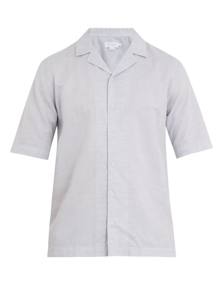 Sunspel Short-sleeved Cotton-blend Shirt