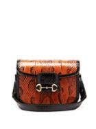 Matchesfashion.com Gucci - 1955 Horsebit Snakeskin Shoulder Bag - Womens - Brown Multi