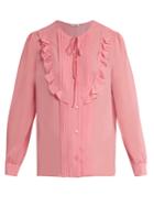 Miu Miu Silk-georgette Ruffle-trimmed Blouse