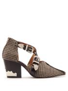 Matchesfashion.com Toga - Buckle Fastening Checked Wool Ankle Boots - Womens - Grey Multi